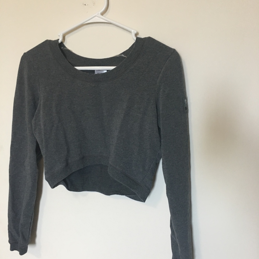 Cropped gray long sleeve shirt
